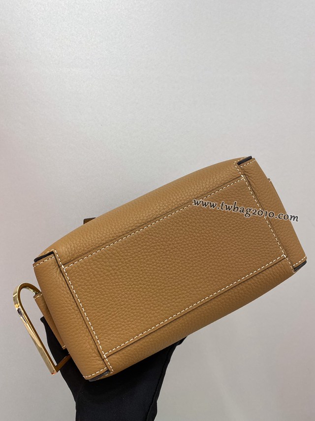 Delvaux經典款Cool Box荔枝紋手提女包 德爾沃專櫃22cm焦糖色肩背女包 bxs1022